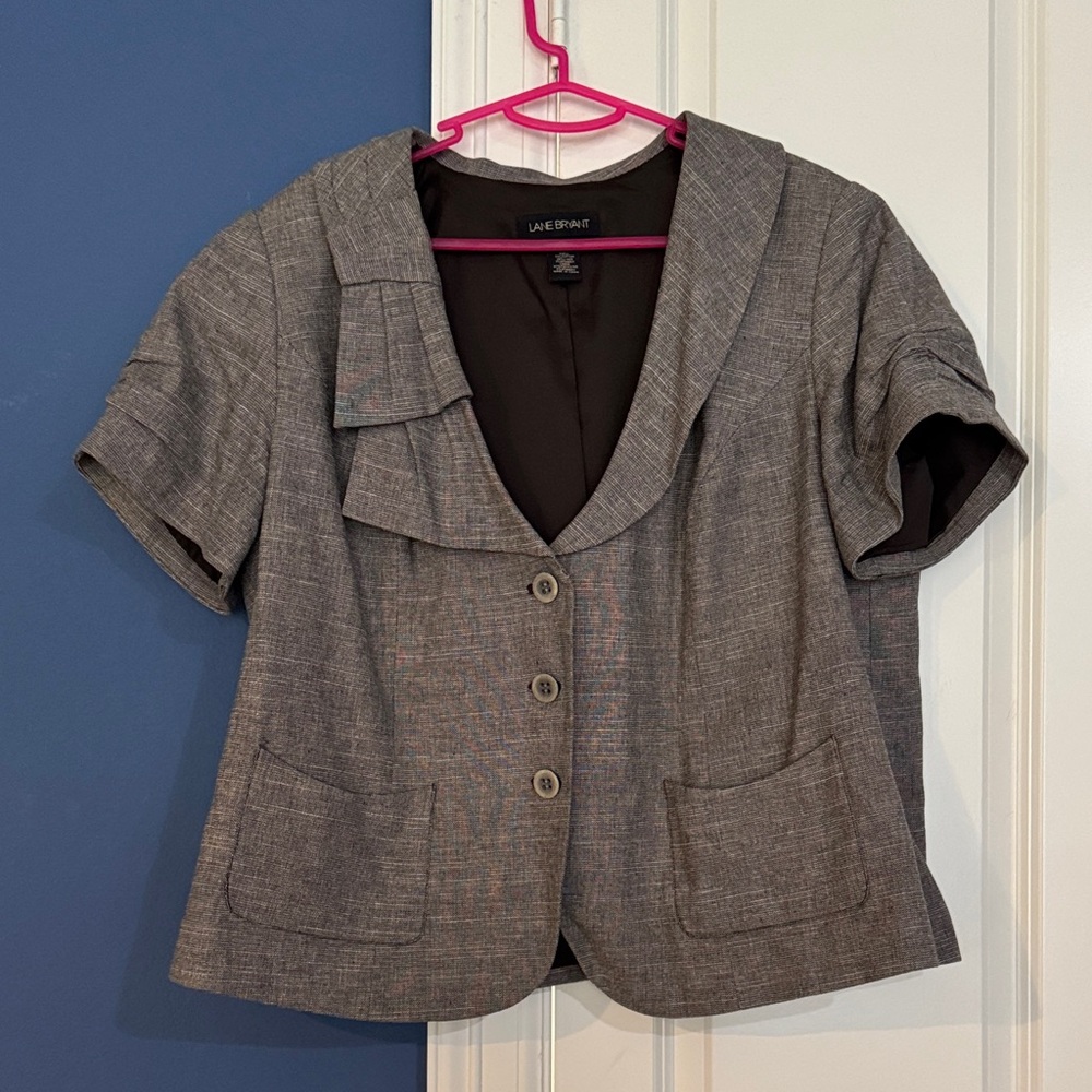 Lane Bryant Gray Short Sleeve Blazer